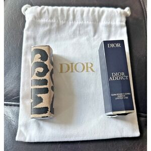 DIOR Parfums Addict Miss Dior Lipstick CASE & Dust Bag‎ Graffiti Logo Wild Beige